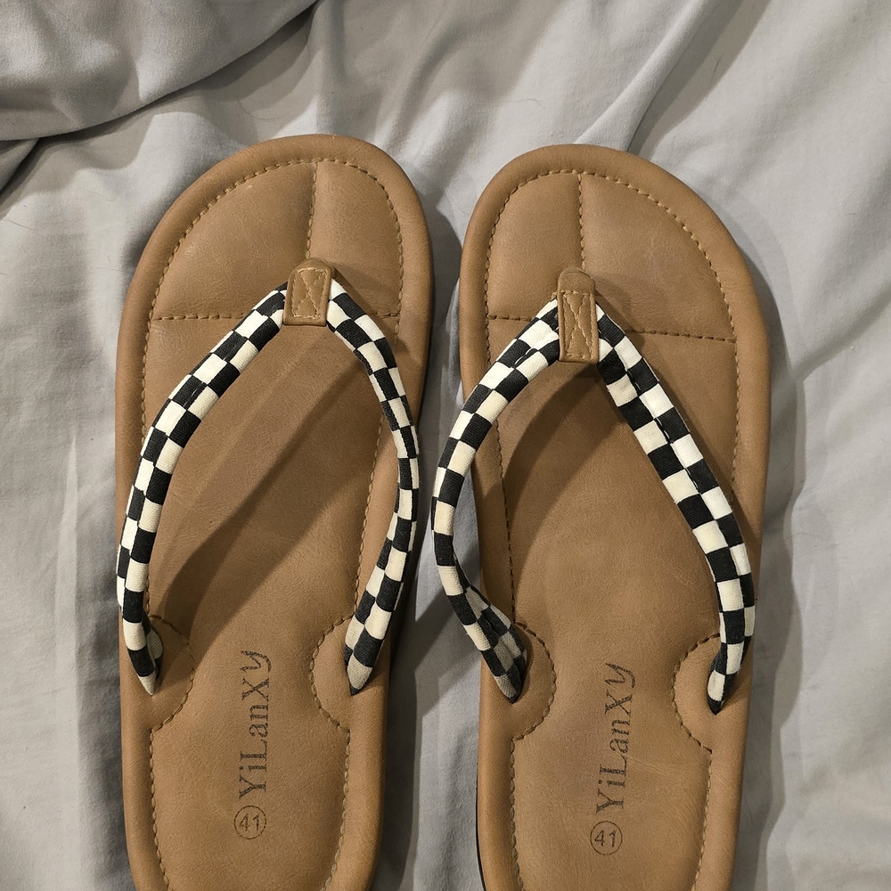 Amazon Black and White Checkered Sandals
